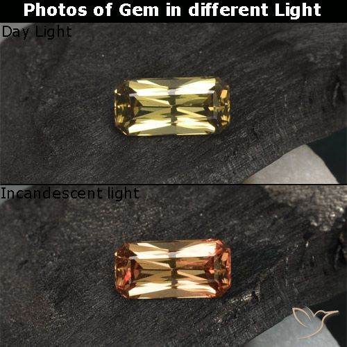 0.72ct طبيعي Medium Yellow  عقيق متغير اللون, قص الزمرد, VVS