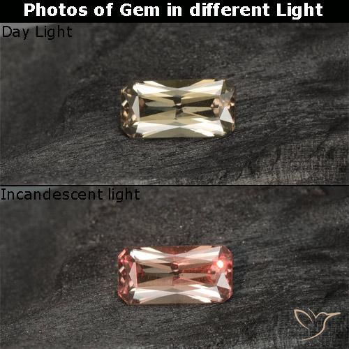 0.76ct طبيعي أصفر دافئ عقيق متغير اللون, قص الزمرد, VVS