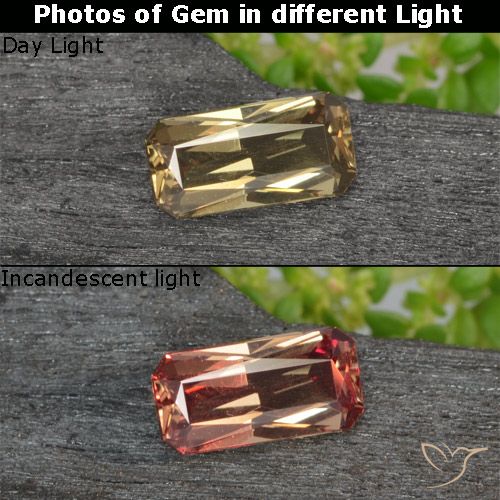 0.74ct طبيعي أصفر ترابى عقيق متغير اللون, قص الزمرد, VVS-VS