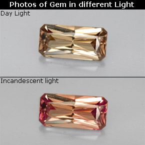 عقيق متغير اللون بنى ذهبى إلى البرتقالى طبيعي، قص الزمرد، 1.44 قيراط، قليلا جدا