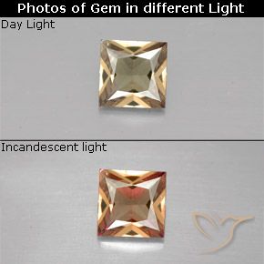0.51ct طبيعي بني ذهبي عقيق متغير اللون, مربع, VVS-VS