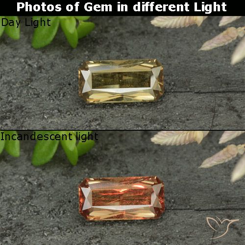 0.76ct طبيعي ذهب عقيق متغير اللون, قص الزمرد, VVS-VS