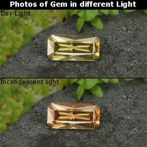 عقيق متغير اللون أصفر ذهبي طبيعي، قص الزمرد، 0.61 قيراط، قليلا جدا