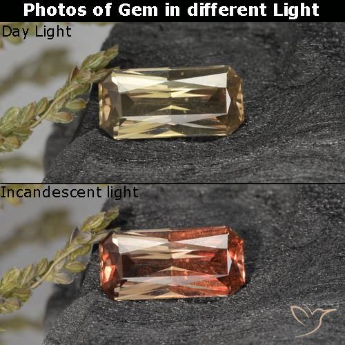 0.61ct طبيعي ذهب عقيق متغير اللون, قص الزمرد, VVS-VS