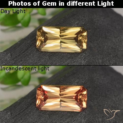0.69ct طبيعي بني ذهبي عقيق متغير اللون, قص الزمرد, قليلا جدا