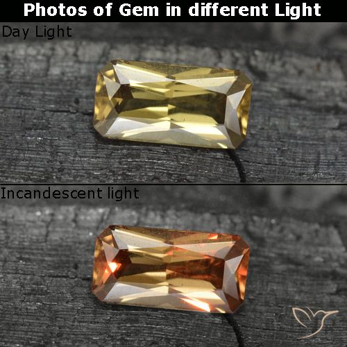 0.70ct طبيعي ذهبى داكن عقيق متغير اللون, قص الزمرد, VVS-VS