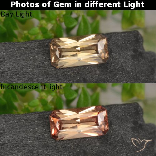 0.69ct طبيعي بني ذهبي عقيق متغير اللون, قص الزمرد, VVS-VS