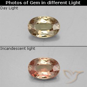 0.58ct طبيعي بني ذهبي عقيق متغير اللون, بيضوي, VVS-VS