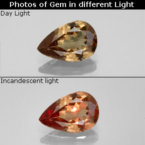 عقيق متغير اللون البني الفاتح طبيعي، شكل الكمثرى، 1.41 قيراط، قليلا جدا