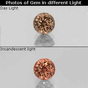 عقيق متغير اللون بنى ذهبى إلى البرتقالى طبيعي، قصة دائرى، 0.61 قيراط، VVS-VS