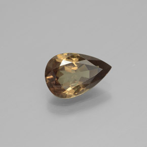 عقيق متغير اللون بنى ذهبى إلى البرتقالى طبيعي، شكل الكمثرى، 1.56 قيراط، VS-SI