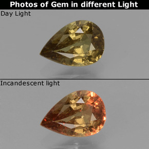 عقيق متغير اللون بنى مخضر إلى أحمر وردى طبيعي، شكل الكمثرى، 0.61 قيراط، قليلا جدا