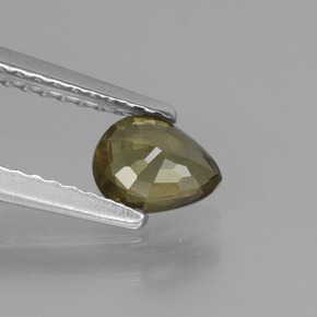 عقيق متغير اللون بنى مخضر إلى أحمر وردى طبيعي، شكل الكمثرى، 0.55 قيراط، قليلا جدا