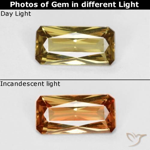 0.60ct طبيعي أصفر ذهبي عقيق متغير اللون, قص الزمرد, قليلا جدا