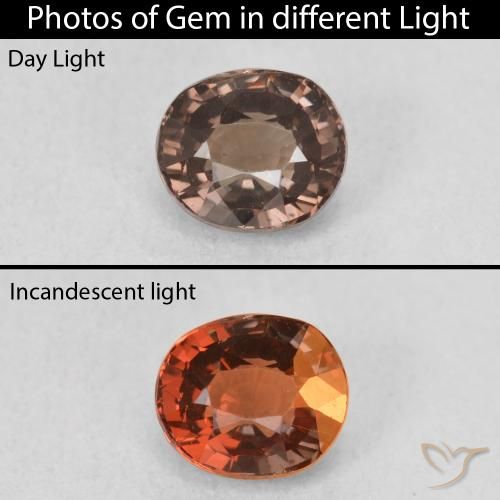 1.07ct طبيعي بنى فاتح متوسط عقيق متغير اللون, بيضوي, VVS-VS