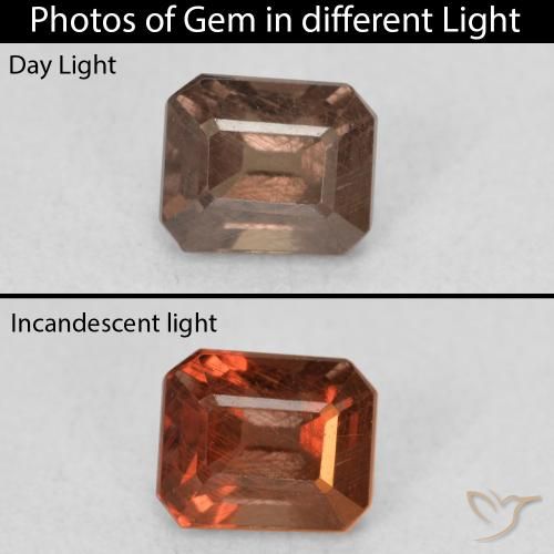 0.97ct طبيعي بنى فاتح متوسط عقيق متغير اللون, قص الزمرد, قليلا جدا