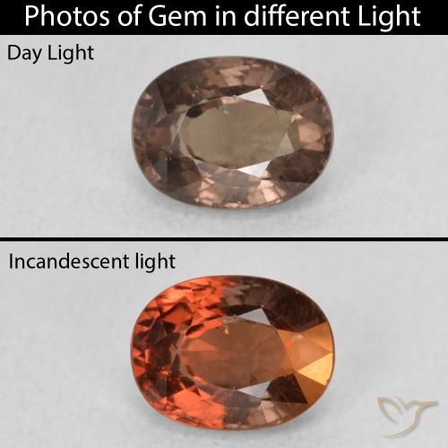 1.27ct طبيعي بنى فاتح متوسط عقيق متغير اللون, بيضوي, قليلا جدا