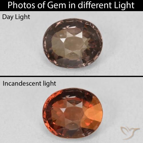 1.39ct طبيعي بنى متوسط عقيق متغير اللون, بيضوي, VVS