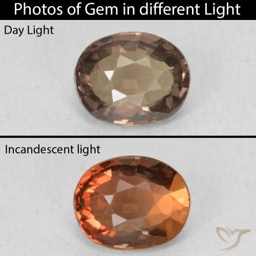 1.03ct طبيعي بنى متوسط عقيق متغير اللون, بيضوي, VVS