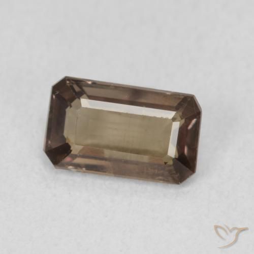 عقيق متغير اللون Medium Dark-Brown طبيعي، ثمانى / قصة زمرد، 1.02 قيراط، قليلا جدا