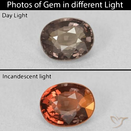 1.05ct طبيعي بنى متوسط عقيق متغير اللون, بيضوي, VVS