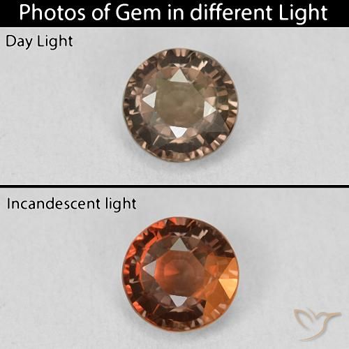 1.20ct طبيعي بنى فاتح متوسط عقيق متغير اللون, دائري, VVS-VS