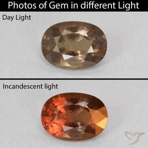 0.93ct طبيعي بنى فاتح متوسط عقيق متغير اللون, بيضوي, قليلا جدا