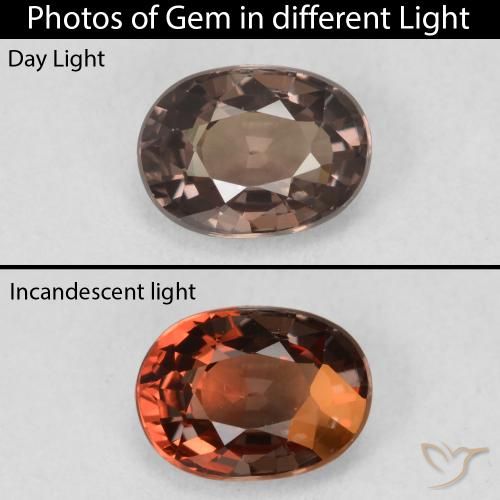1.19ct طبيعي بني غامق عقيق متغير اللون, بيضوي, VVS-VS