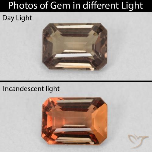 1.08ct طبيعي بني غامق عقيق متغير اللون, قص الزمرد, VVS-VS