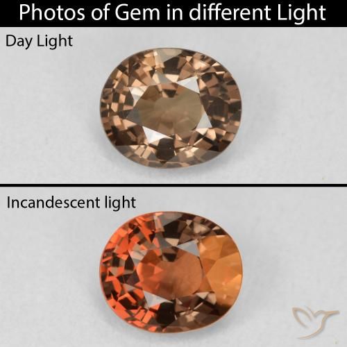 1.08ct طبيعي بني غامق عقيق متغير اللون, بيضوي, VVS-VS