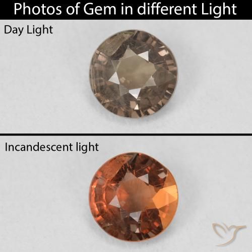 0.79ct طبيعي بنى دافئ عقيق متغير اللون, دائري, قليلا جدا