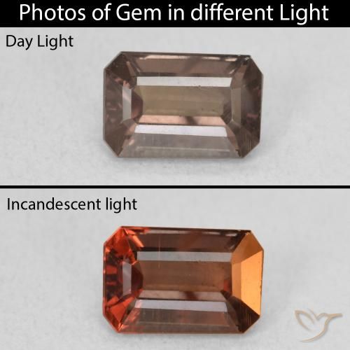 1.24ct طبيعي بنى فاتح متوسط عقيق متغير اللون, قص الزمرد, VVS-VS