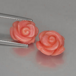 أحجار مرجان سالمون طبيعية، شكل خيالي، غير شفاف، وزنها  قيراط