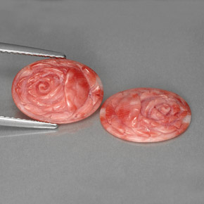 أحجار مرجان سالمون طبيعية، شكل خيالي، غير شفاف، وزنها  قيراط