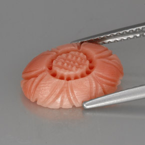 مرجان طبيعي بلون Salmon Pink  ، وزن ‎2.52‎ قيراط، شكل قطع زهرة، مقاس ‎13.3x9.6‎ مم