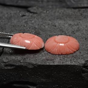 أحجار مرجان سالمون طبيعية، قص وردة، غير شفاف، وزنها 7.86 قيراط
