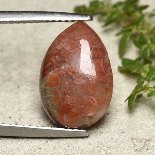 4.69ct طبيعي متعدد الألوان مرجان, شكل الكمثرى, نصف شفاف