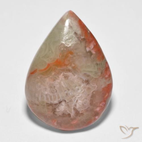 11.65ct طبيعي متعدد الألوان مرجان, شكل الكمثرى, نصف شفاف