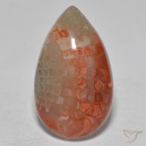 6.49ct طبيعي متعدد الألوان مرجان, شكل الكمثرى, نصف شفاف