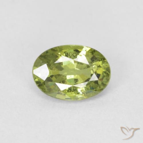 0.59ct طبيعي أخضر زيتوني عقيق الديمانتويد, بيضوي, VS-SI