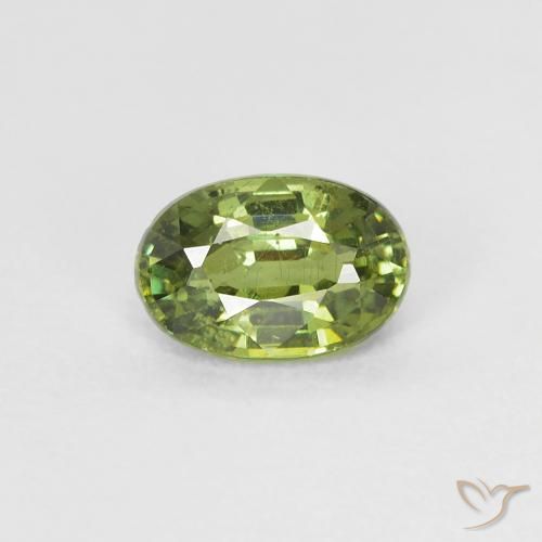 0.61ct طبيعي أخضر مصفر عقيق الديمانتويد, بيضوي, قليلا جدا