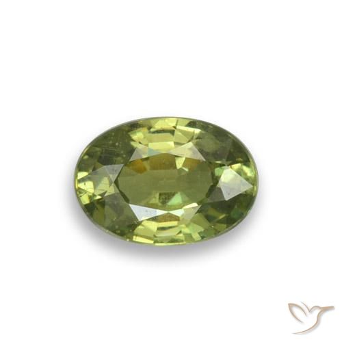 0.60ct طبيعي أخضر مصفر عقيق الديمانتويد, بيضوي, قليلا جدا