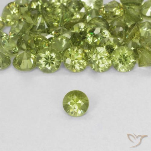 0.14ct طبيعي أخضر أصفر عقيق الديمانتويد, دائري, قليلا جدا