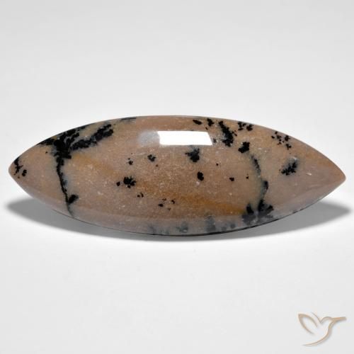 37.71ct طبيعي Brown-Black عقيق شجيري, ماركيز, غير شفاف