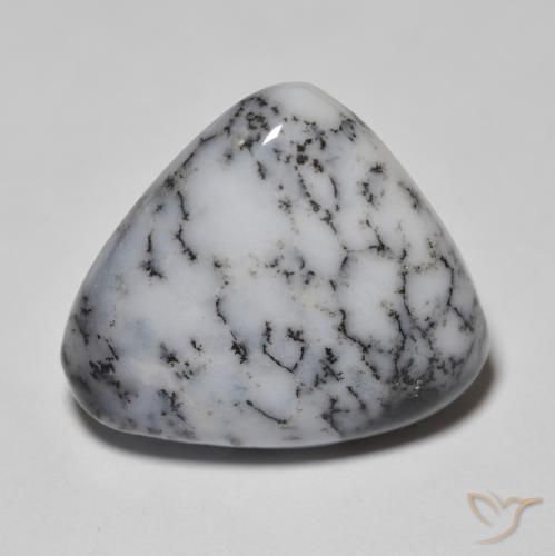 11.11ct طبيعي أبيض مع أسود عقيق شجيري, شكل الكمثرى, غير شفاف