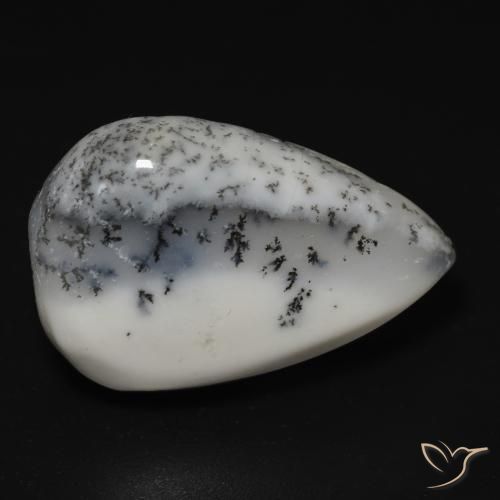 13.25ct طبيعي أبيض مع أسود عقيق شجيري, شكل الكمثرى, غير شفاف