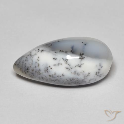 8.35ct طبيعي أبيض مع أسود عقيق شجيري, شكل الكمثرى, غير شفاف