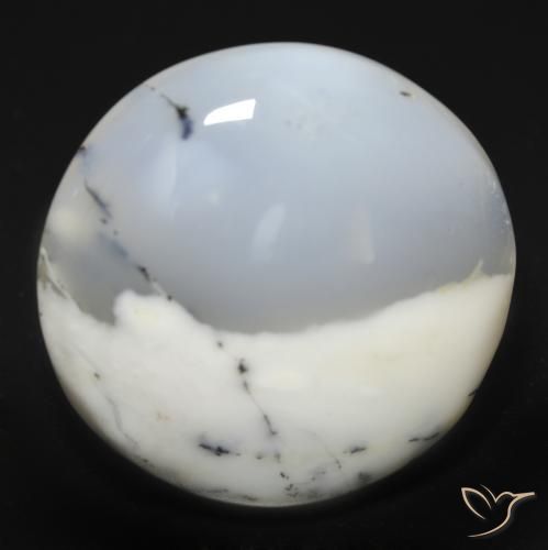 25.49ct طبيعي أبيض مع أسود عقيق شجيري, دائري, نصف شفاف