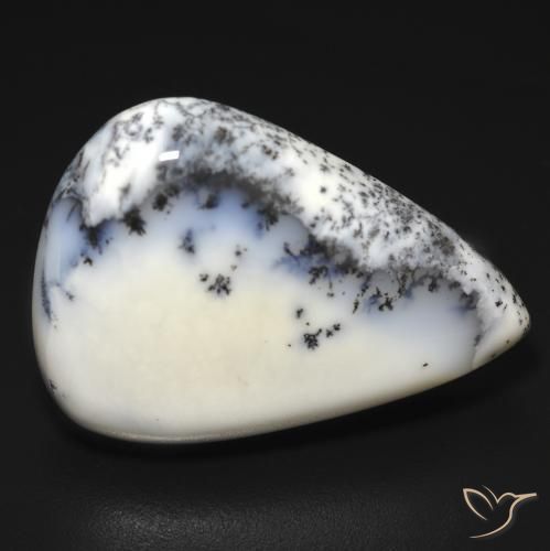 19.68ct طبيعي أبيض مع أسود عقيق شجيري, شكل الكمثرى, غير شفاف