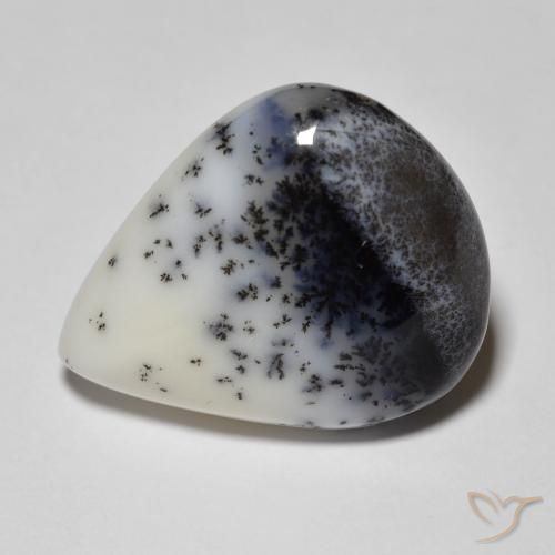 9.90ct طبيعي أبيض مع أسود عقيق شجيري, شكل الكمثرى, غير شفاف